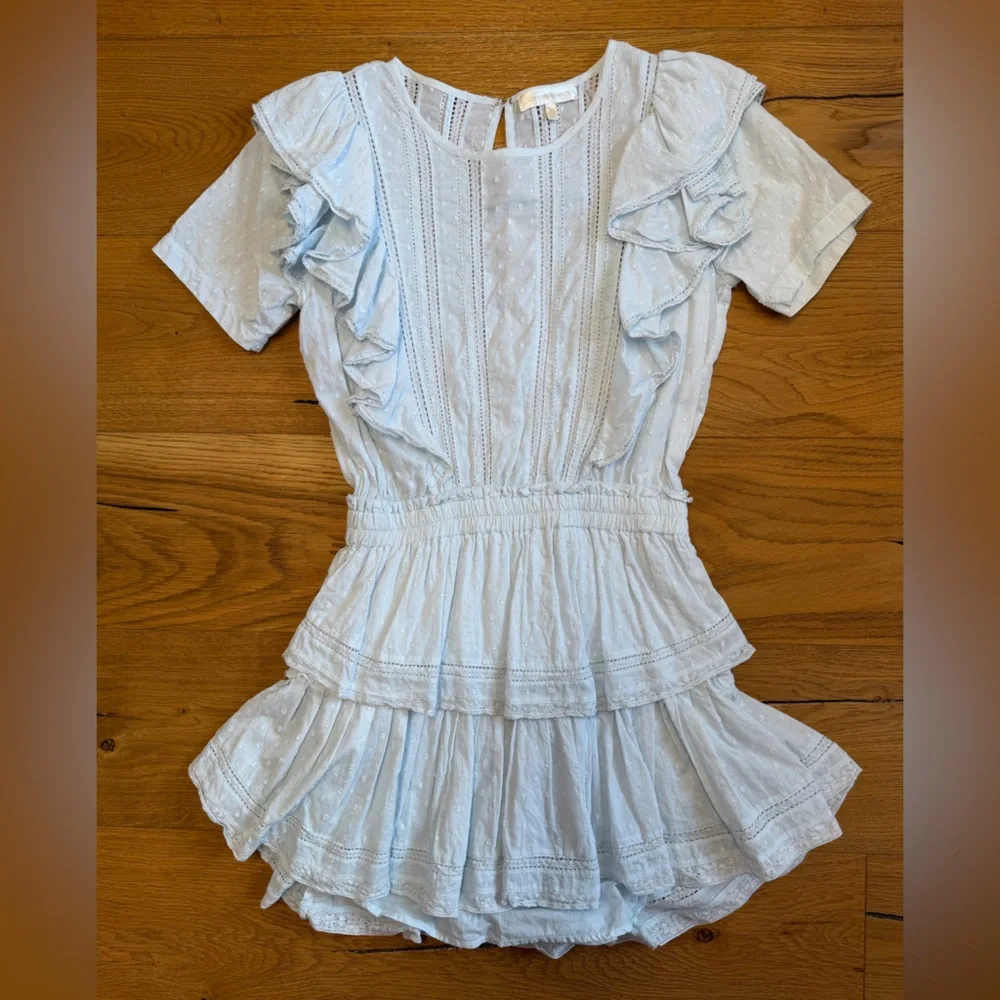 LoveShackFancy Light Blue Ruffle Mini Dress - Picture 2 of 3